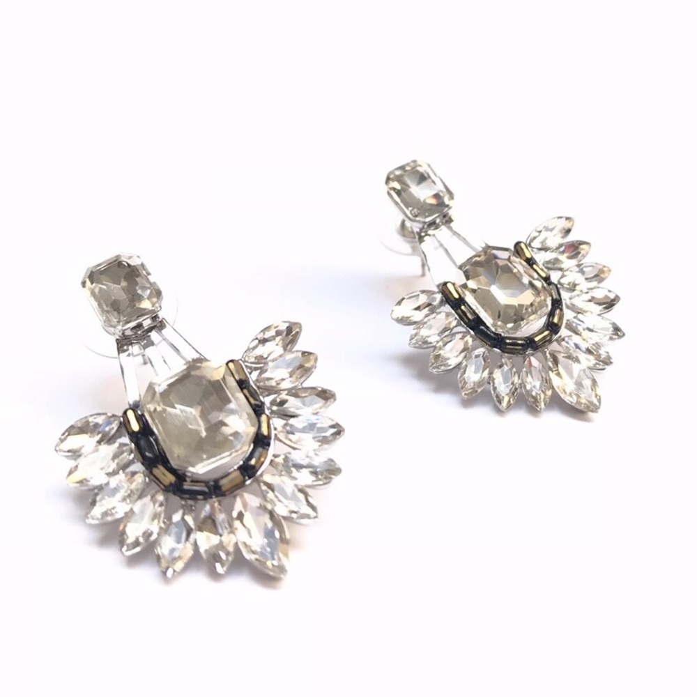 Fancy silver rhinestone earrings